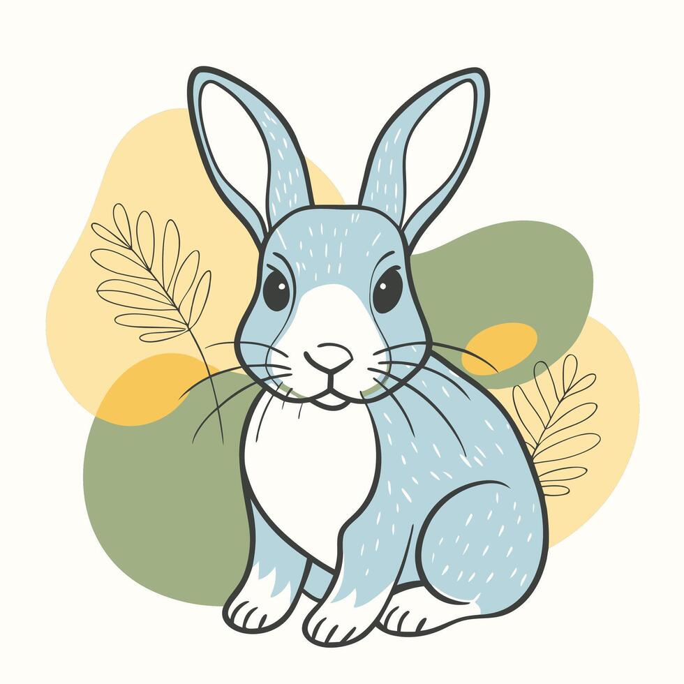 A cartoon rabbit sitting on a green background vector