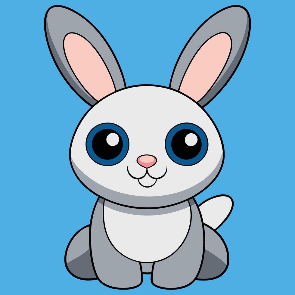 A cartoon rabbit with big eyes and a blue background vector