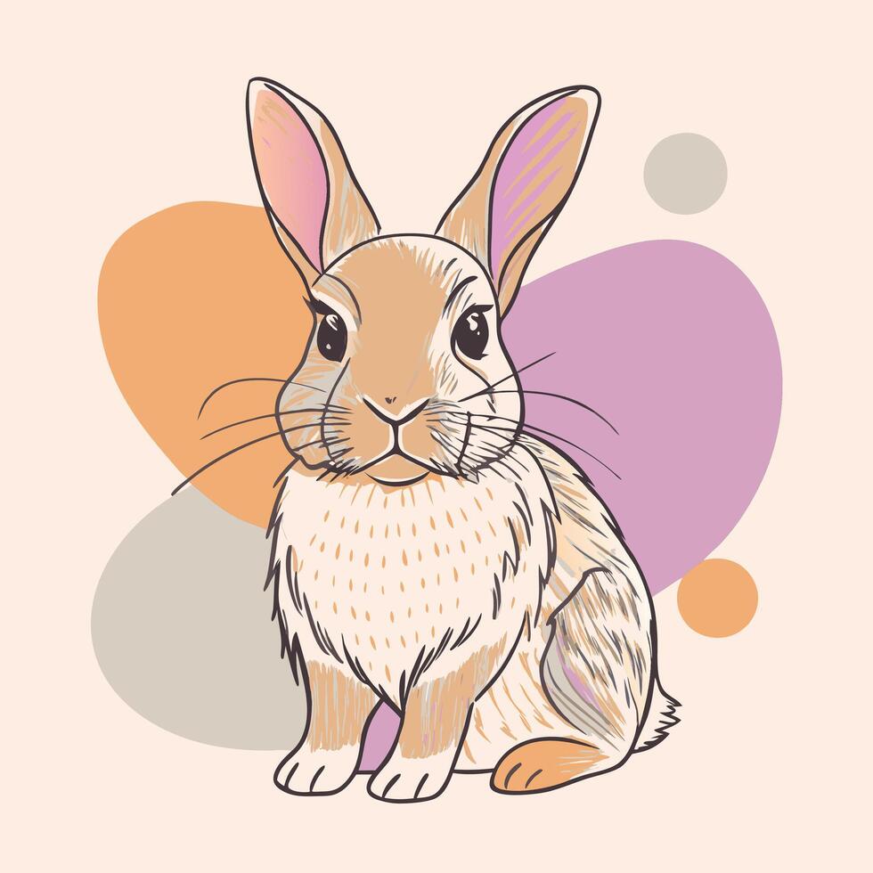 A cartoon rabbit sitting on a pink background vector