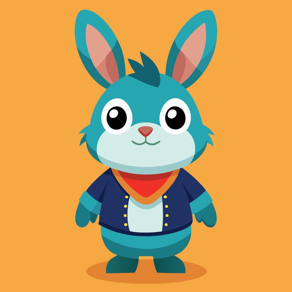 A cartoon rabbit wearing a blue jacket and a red scarf vector