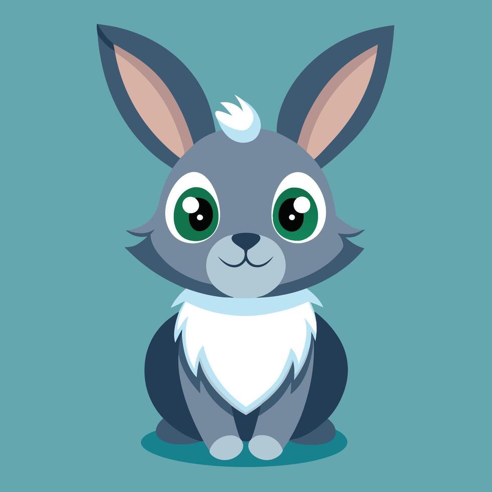 A cartoon rabbit sitting on a blue background vector