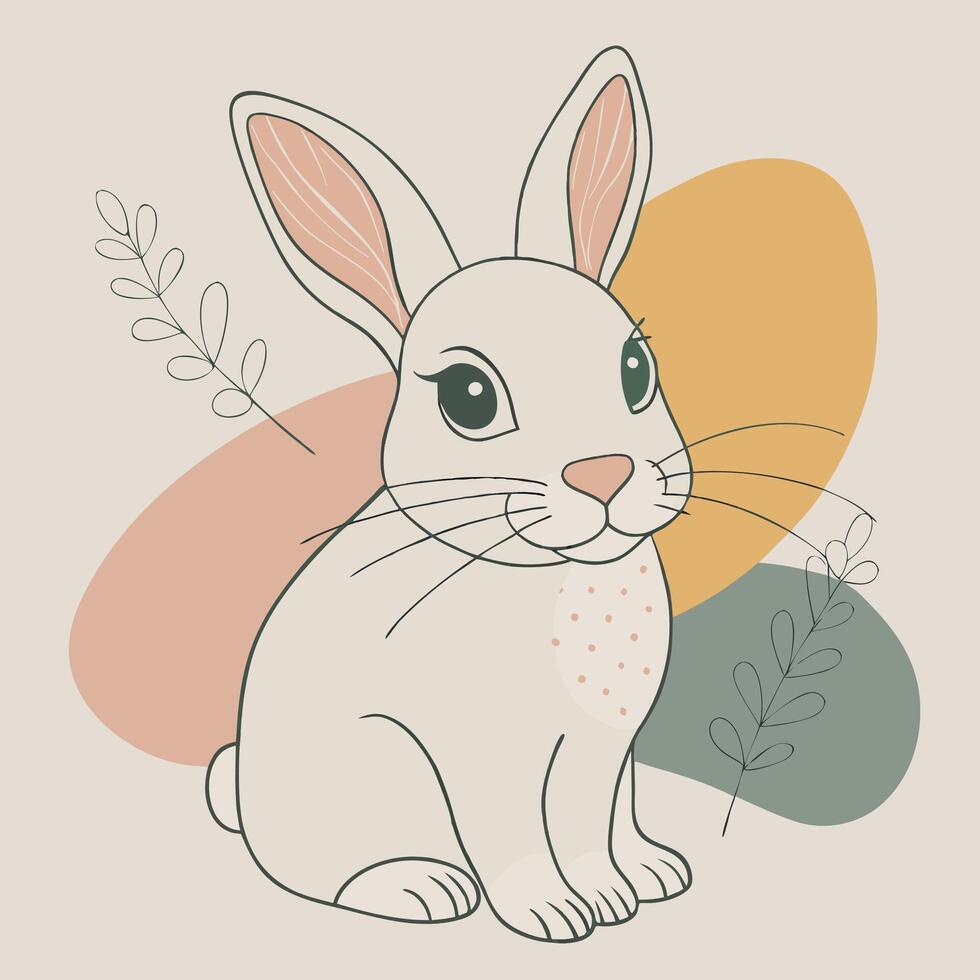 A cartoon rabbit sitting on a beige background vector