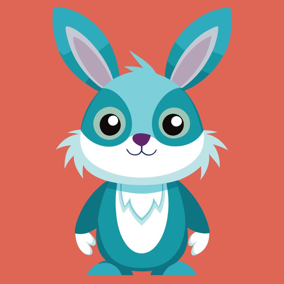 A cartoon blue rabbit with big eyes vector