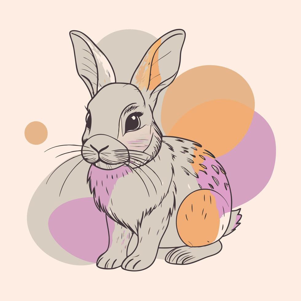 A rabbit with orange and purple spots on its back vector