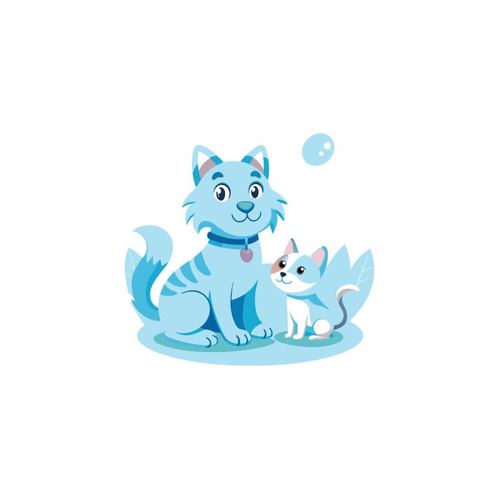 Cute Cat Playing With Dog Cartoon Icon Illustration Animal Nature Icon Concept Isolated Flat vector