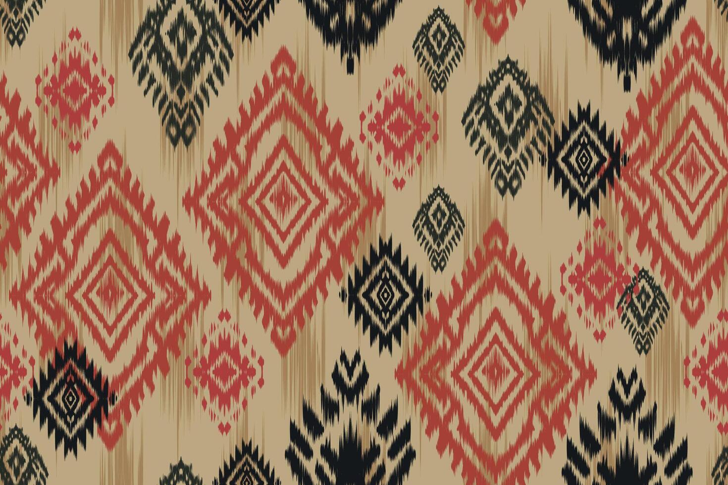 Seamless ethnic Ikat pattern inspired by tribal and folk embroidery, showcasing Aztec geometry with a Mexican flair. Perfect for graphic design, carpets, wallpapers, wrapping paper, and clothing. vector