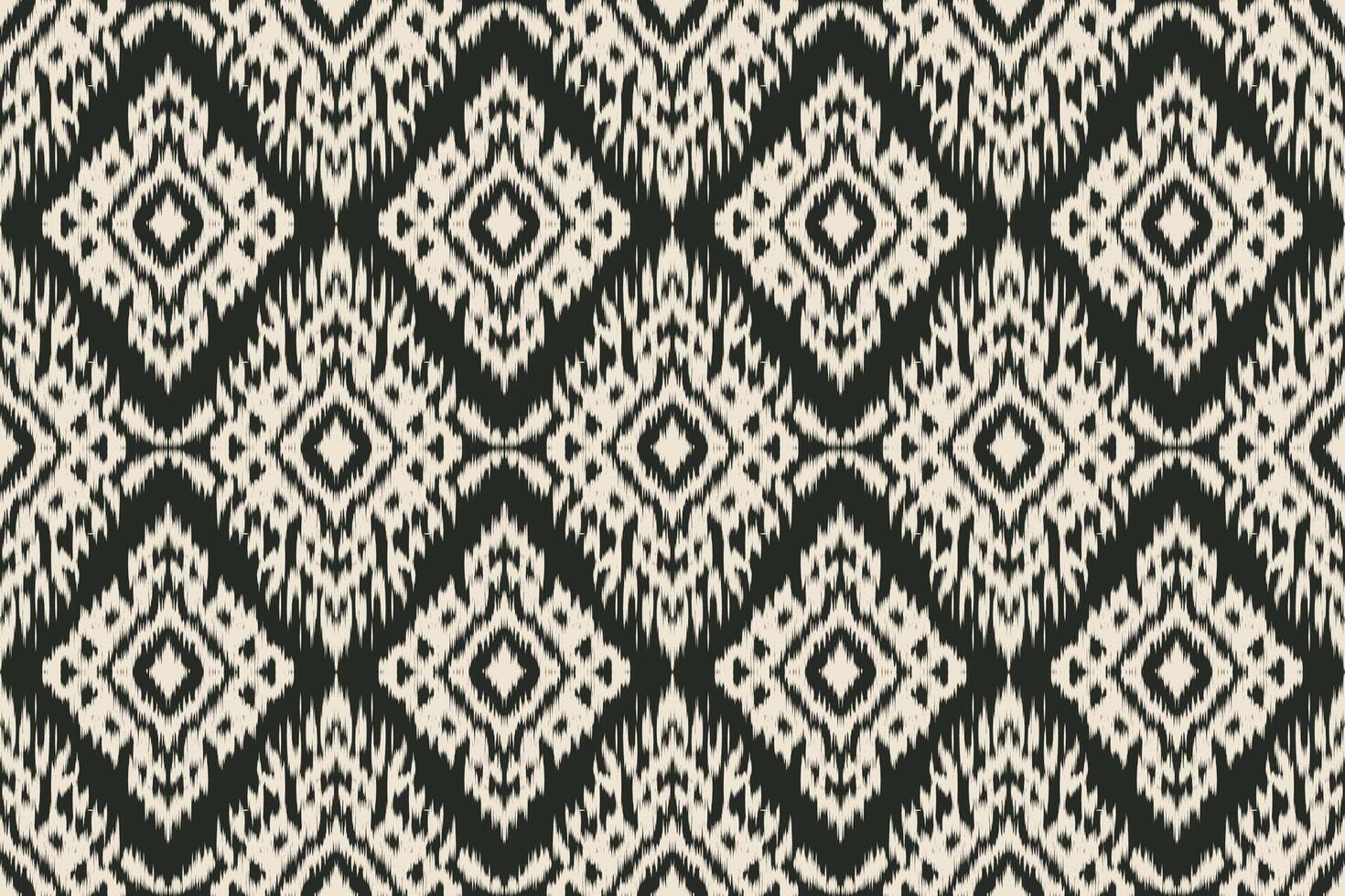Seamless ethnic Ikat pattern with tribal and folk embroidery influences, featuring Aztec geometry in a Mexican style. Ideal for graphic design, carpets, wallpapers, wrapping paper, and clothing. vector