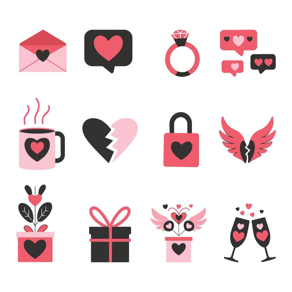 Valentine's day elements design Happy Valentine's day colorful element set collection vector