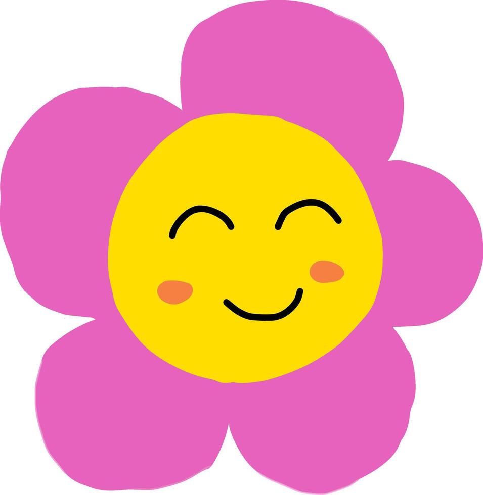 This is an illustration of a cute flower with a smiley face. vector
