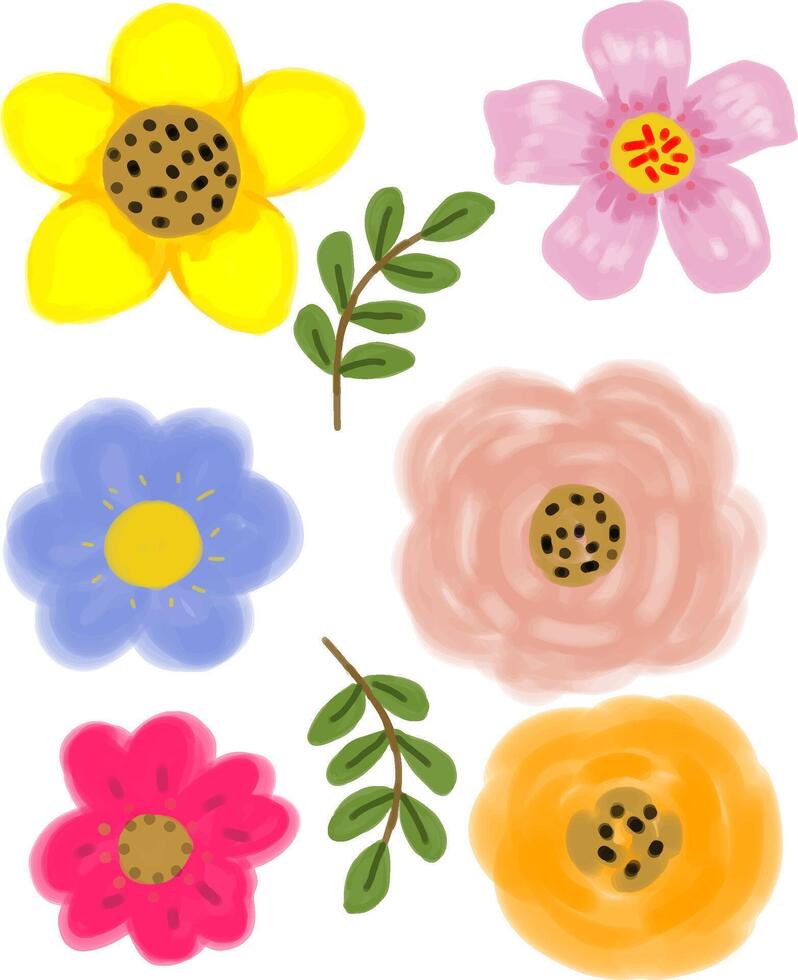 Colorful pastel flower watercolor vector