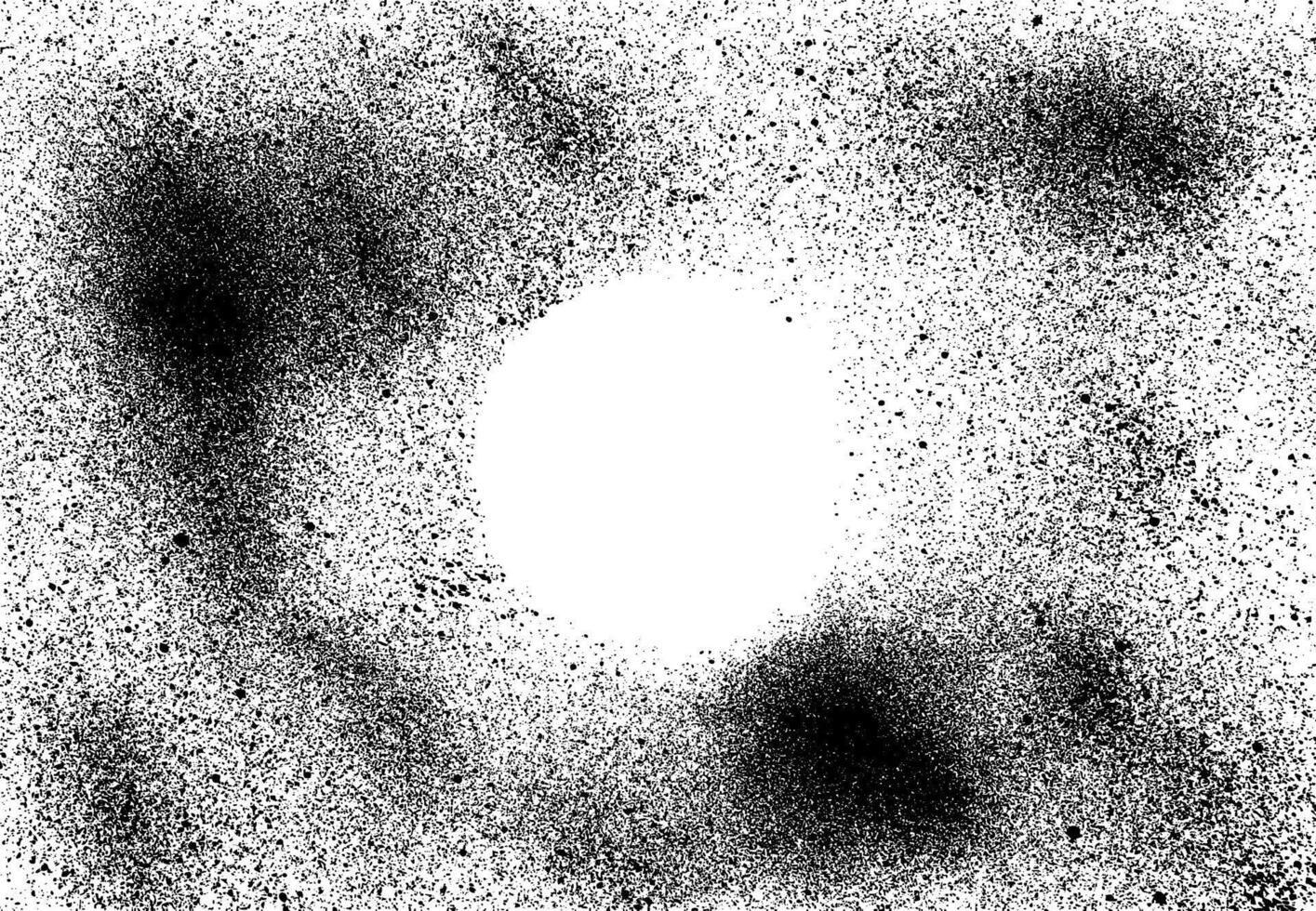Black rough spray grunge texture background with copy space circle in the middle on white vector