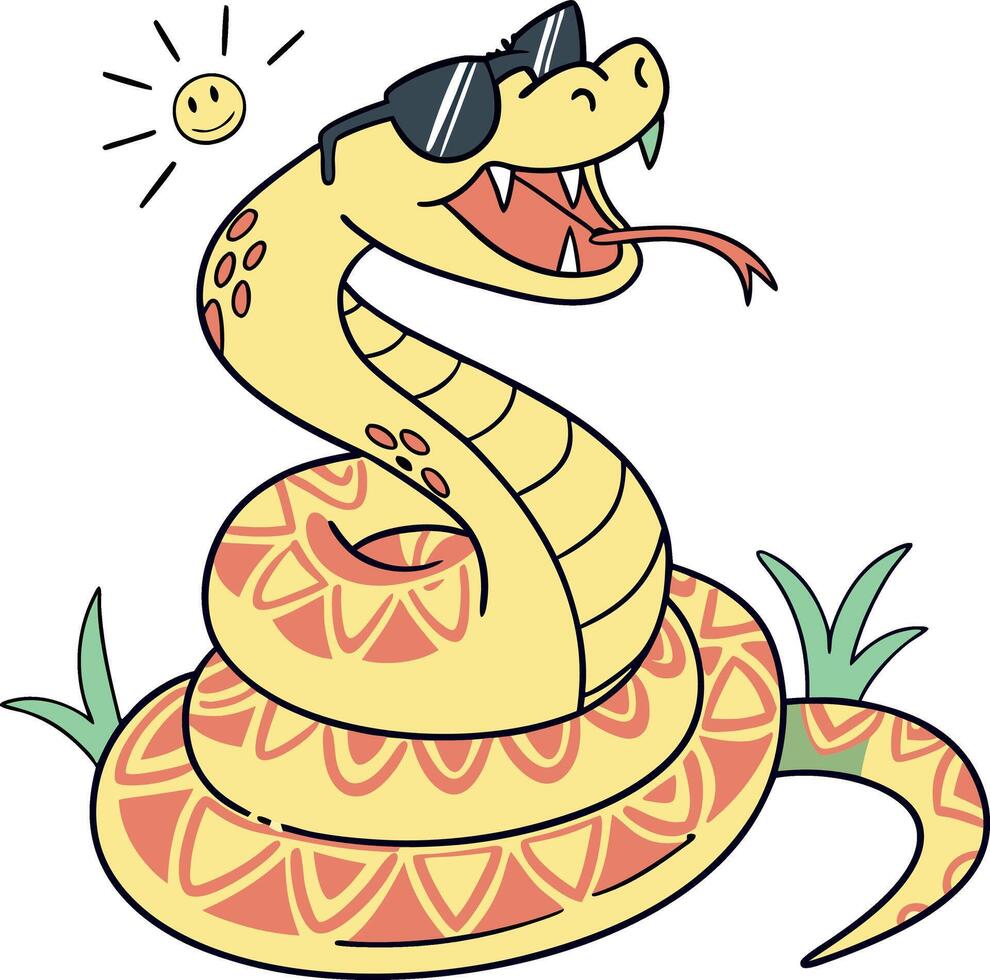 a cartoon snake with sunglasses on its head vector