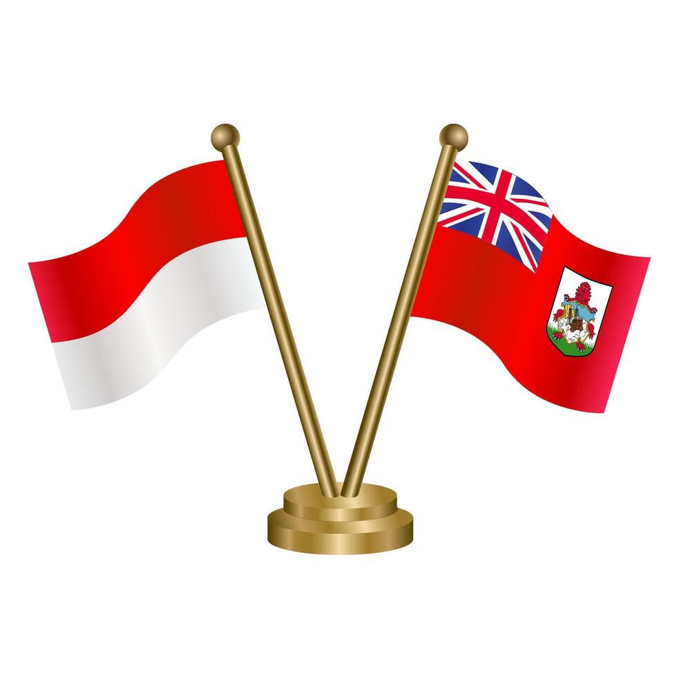 Indonesia and Bermuda table flag. Illustration vector