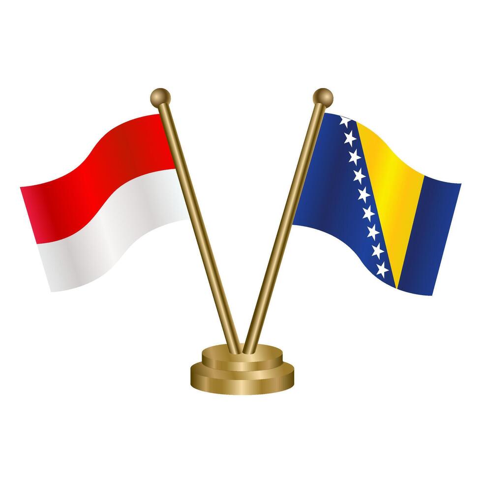 Indonesia and Bosnia and Herzegovina table flag. Illustration vector