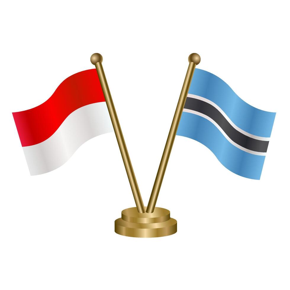 Indonesia and Botswana table flag. Illustration vector