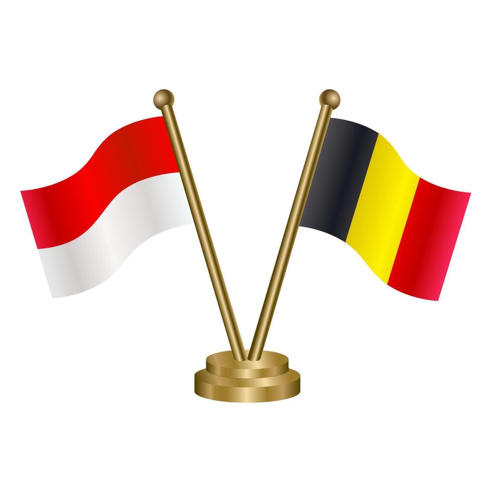 Indonesia and Belgium table flag. Illustration vector