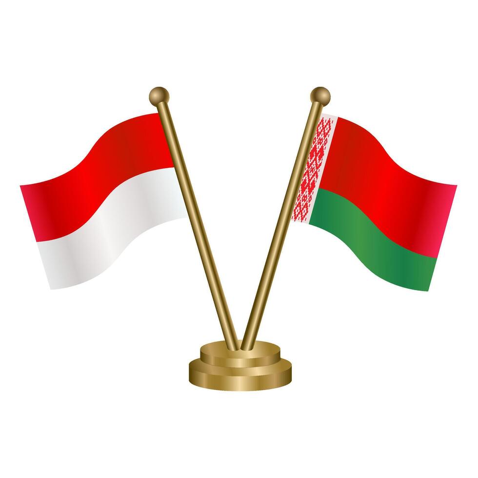 Indonesia and Belarus table flag. Illustration vector