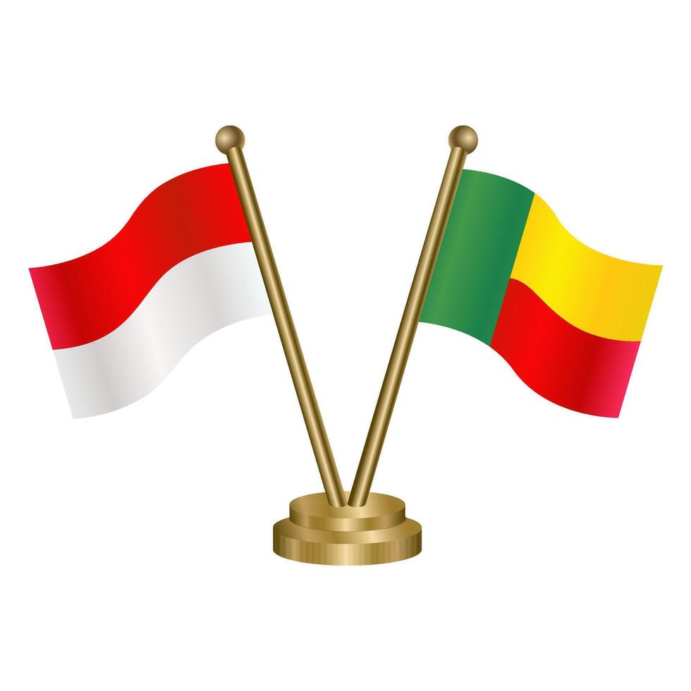 Indonesia and Benin table flag. Illustration vector