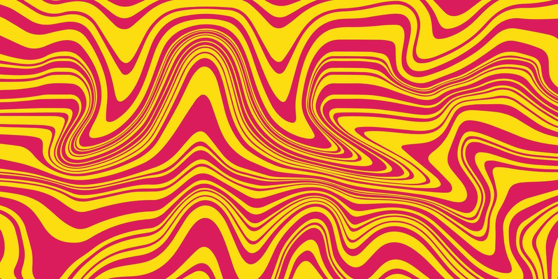 Waves in a Psychedelic Smooth Pattern, Groovy Vibe Backgrounds with Lines vector