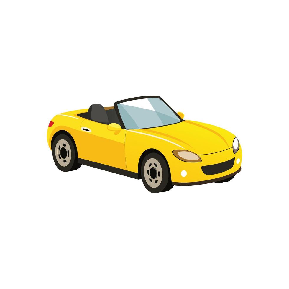 Open Top Luxury Sleek Yellow color Convertible Car illustration Design on white background. vector