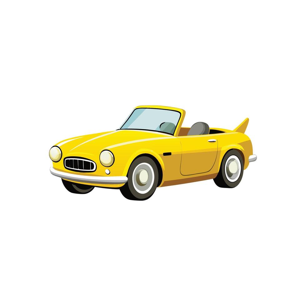 Speed and Sophistication Glossy Yellow Convertible Car Digital Illustration Design On White Background vector