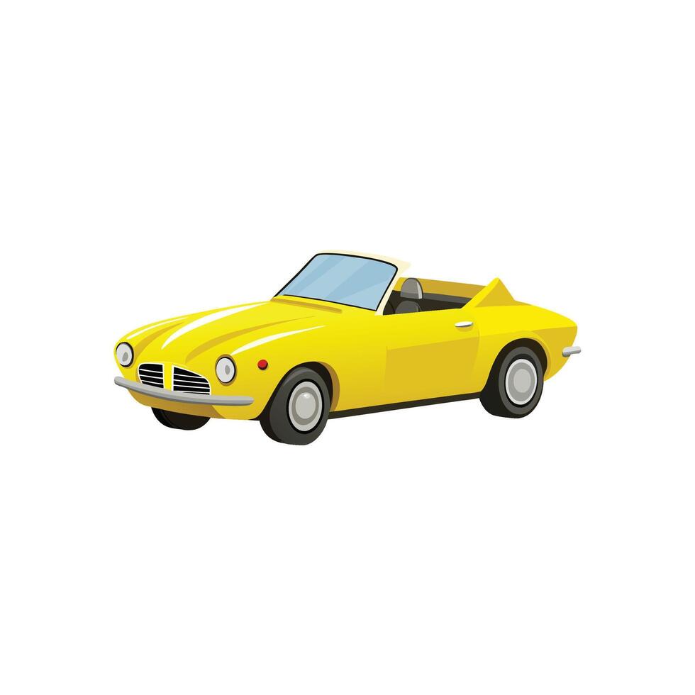 Topless Elegance Glossy Yellow Convertible Car Digital Illustration Design On White Background vector