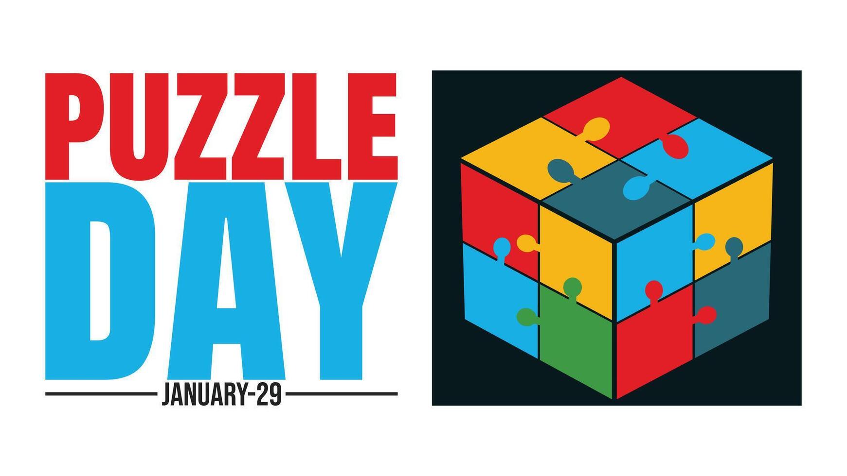 Puzzle day logo with a puzzle piece in the middle vector