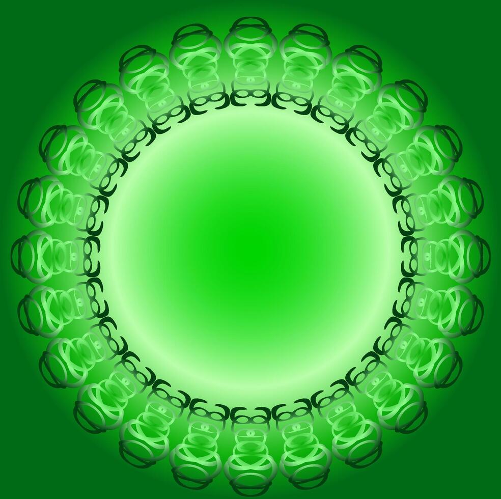 Round beautiful patterned frame on a green background vector
