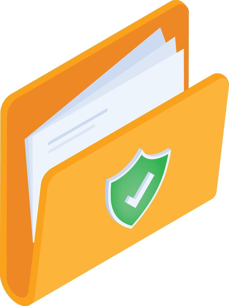 Safe Documents and Folder Isometric Icon vector