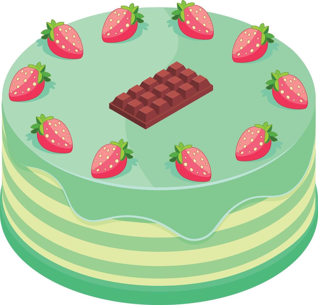 Strawberry and Chocolate Cake Isometric Icon vector