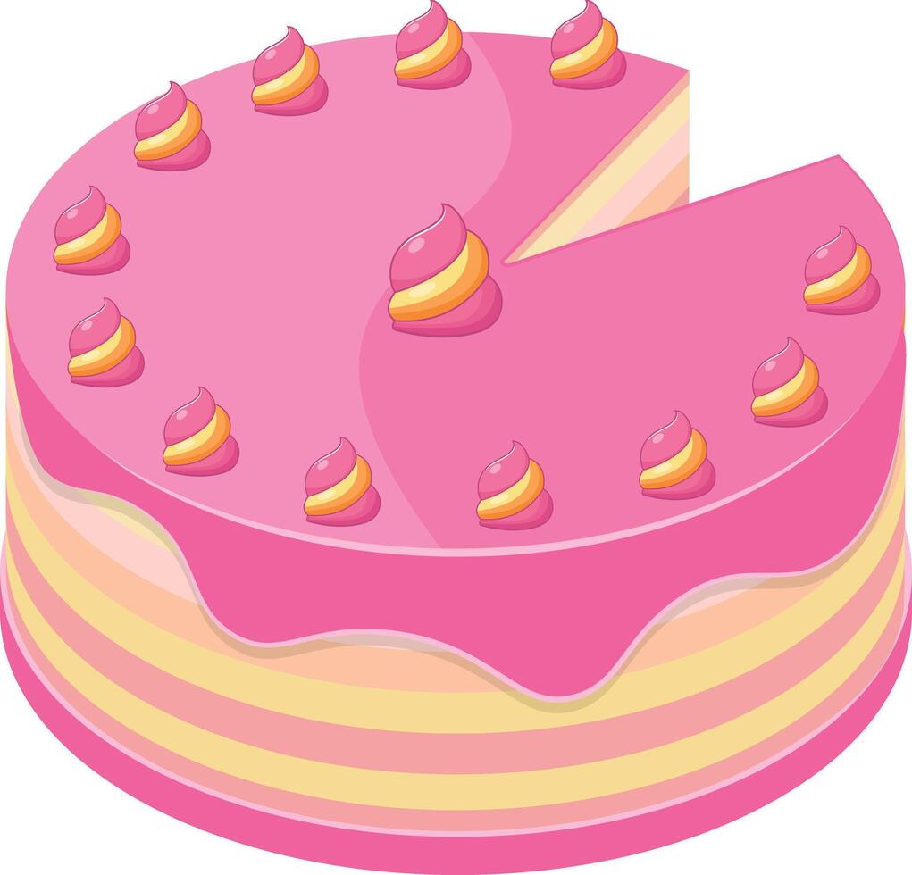 Pink Isometric Cake with Frosting vector