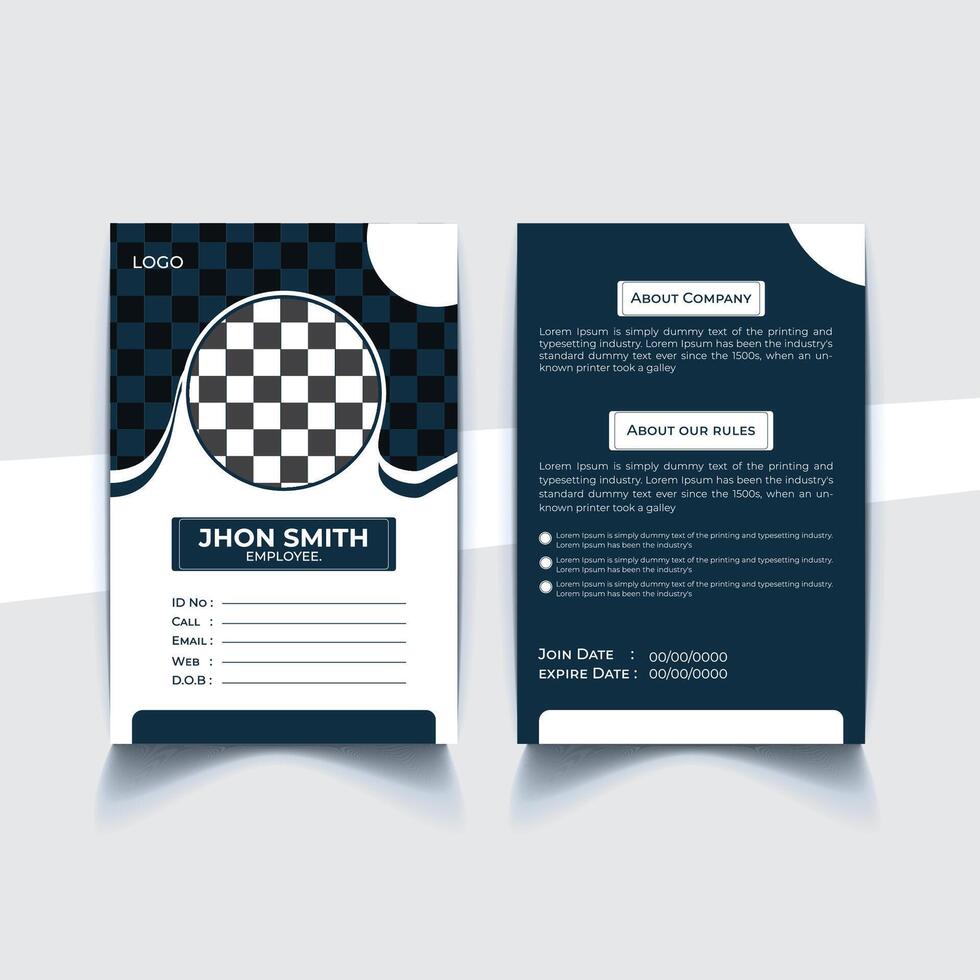 Modern Corporate Employee ID Card Template with Professional Design vector