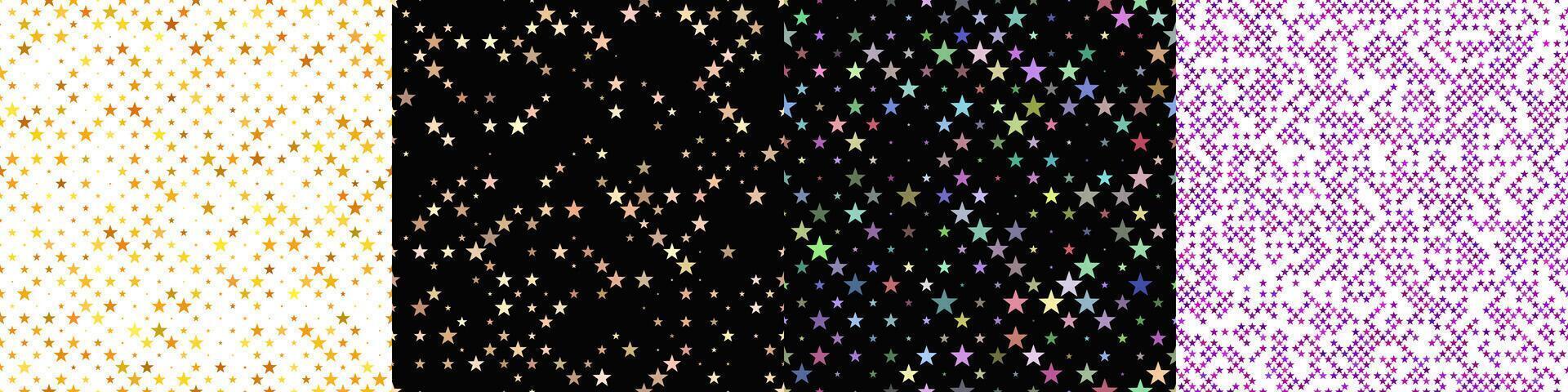 Seamless pentagram star pattern set vector