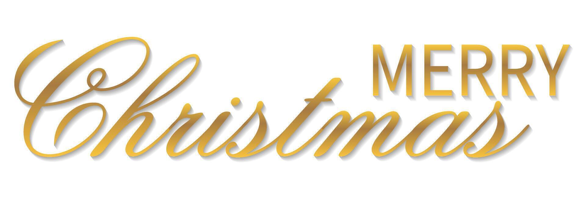Merry Christmas elegant gold illustration with decorative lettering for festive celebrations vector