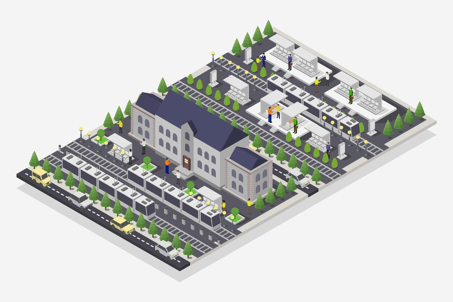 Train station isometric illustrated on white vector