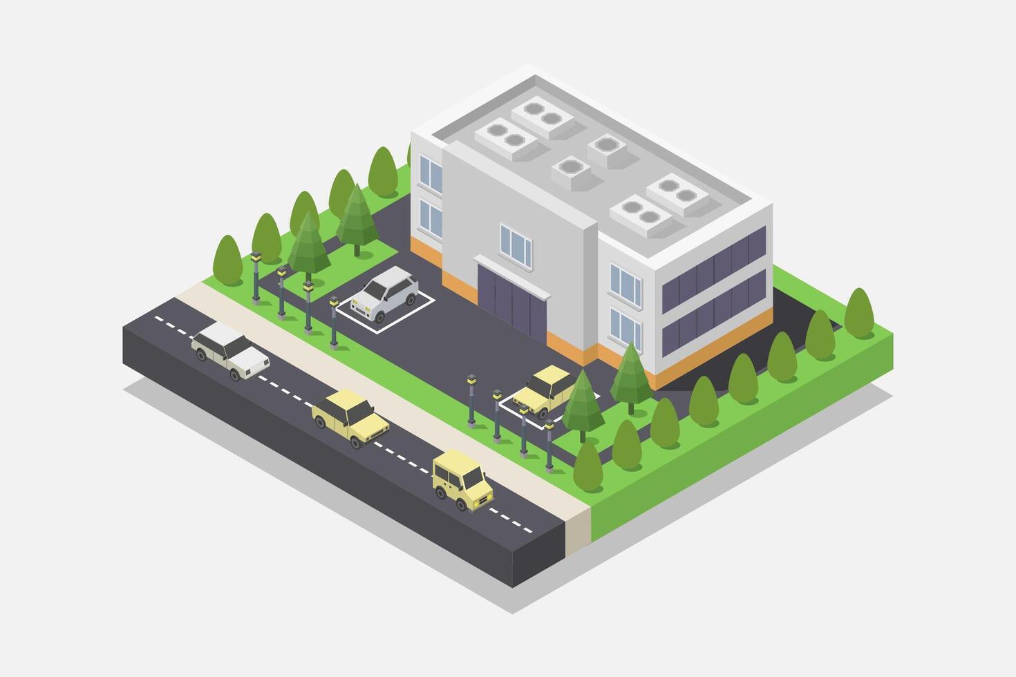 Shopping center isometric illustrated on white vector