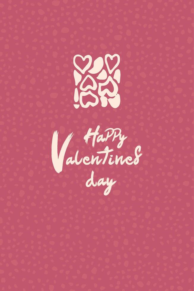 Happy Valentines Day card. Minimal design on textured background, hand drawn elements vector