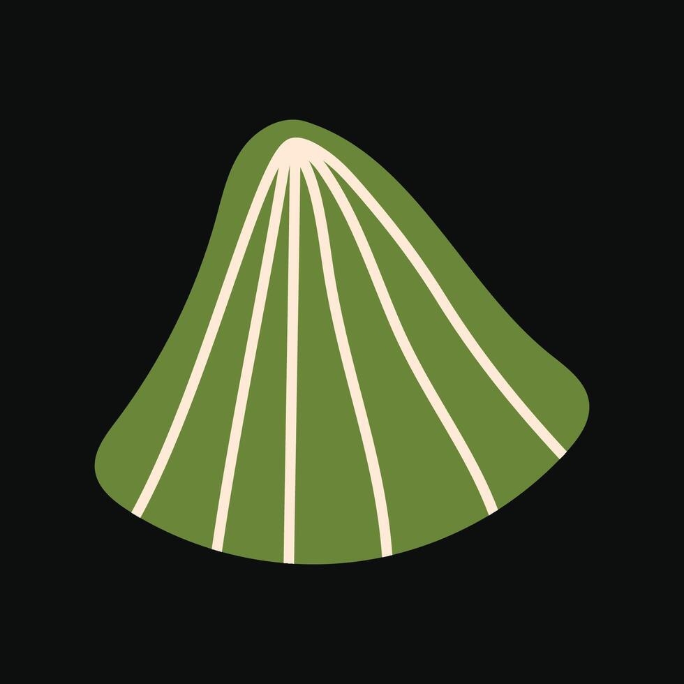 Stylized green seashell with clean, sharp lines in a flat style vector