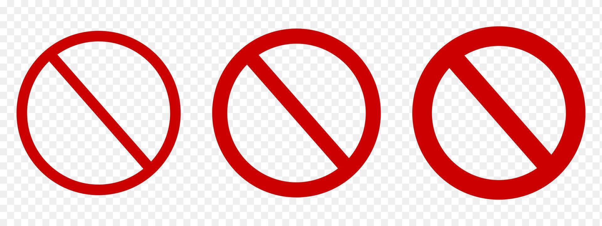 Set of red forbidden signs. No entry icons. Warning pictograms. Stop and parking prohibited symbols. Graphic alert communication elements vector