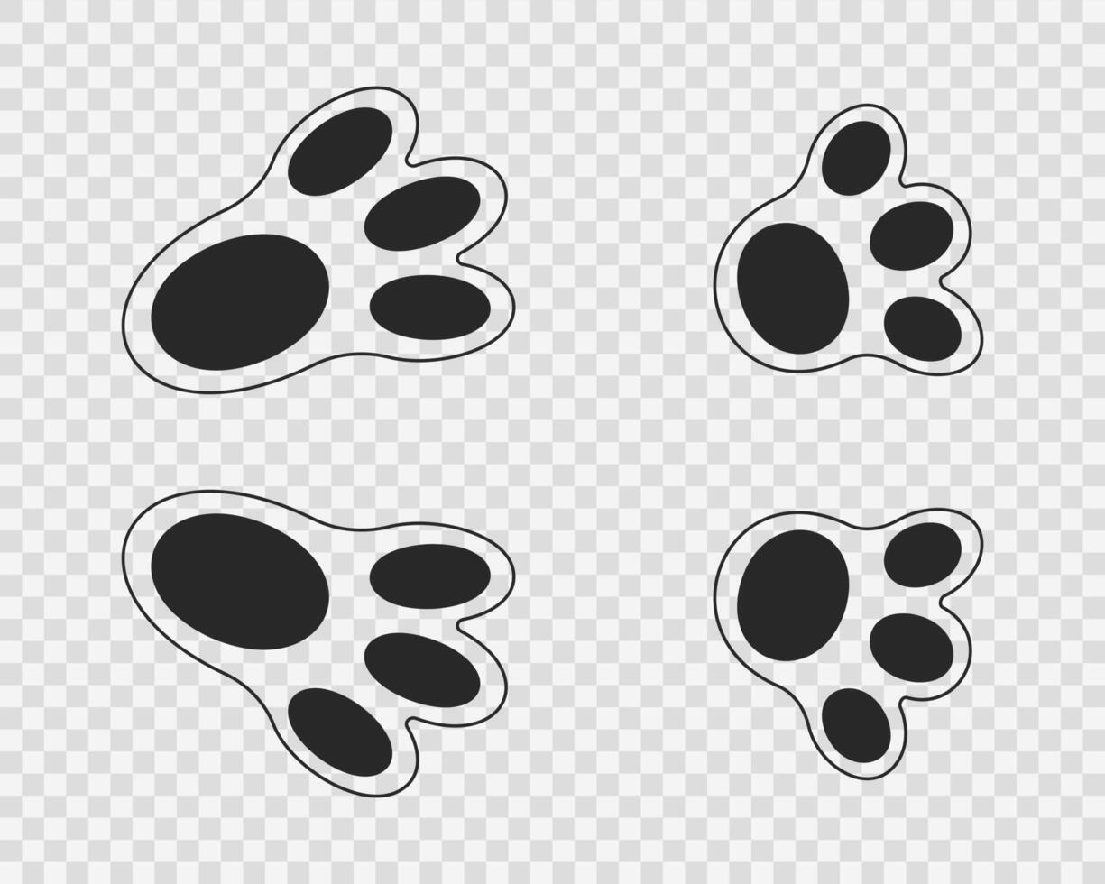 Bunny feet print. Cute black rabbit paws. Design elements for Easter party celebration, greeting or invitation card. graphic illustration vector