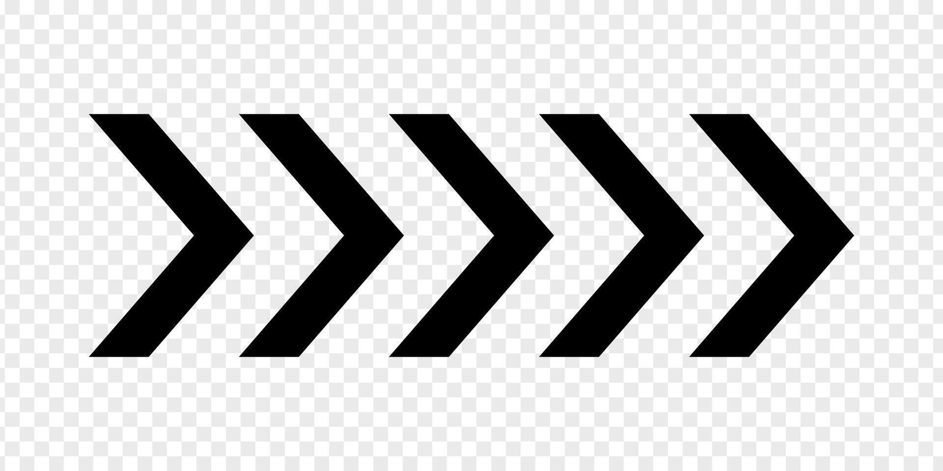 Black chevron arrows. Repeated V shaped stripes. Road caution, military or army, navigation or orientation, download or next sign vector