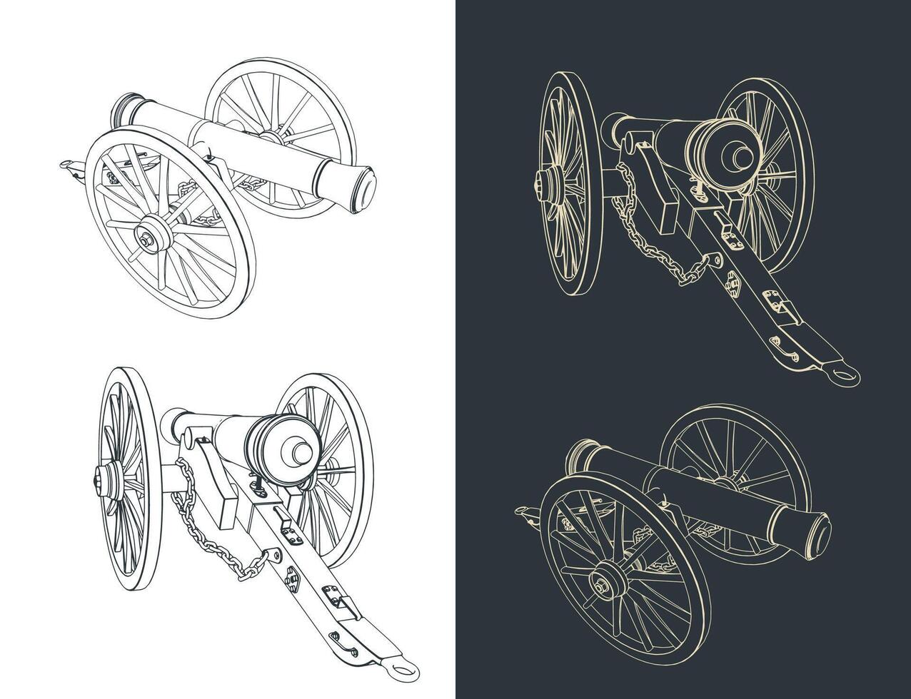 Vintage artillery cannon vector