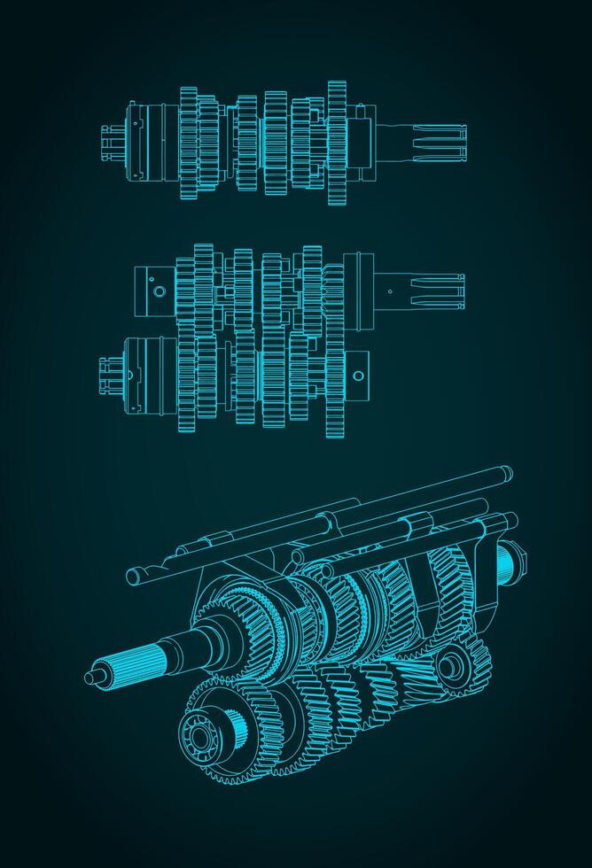 Gearbox blueprints illustration vector