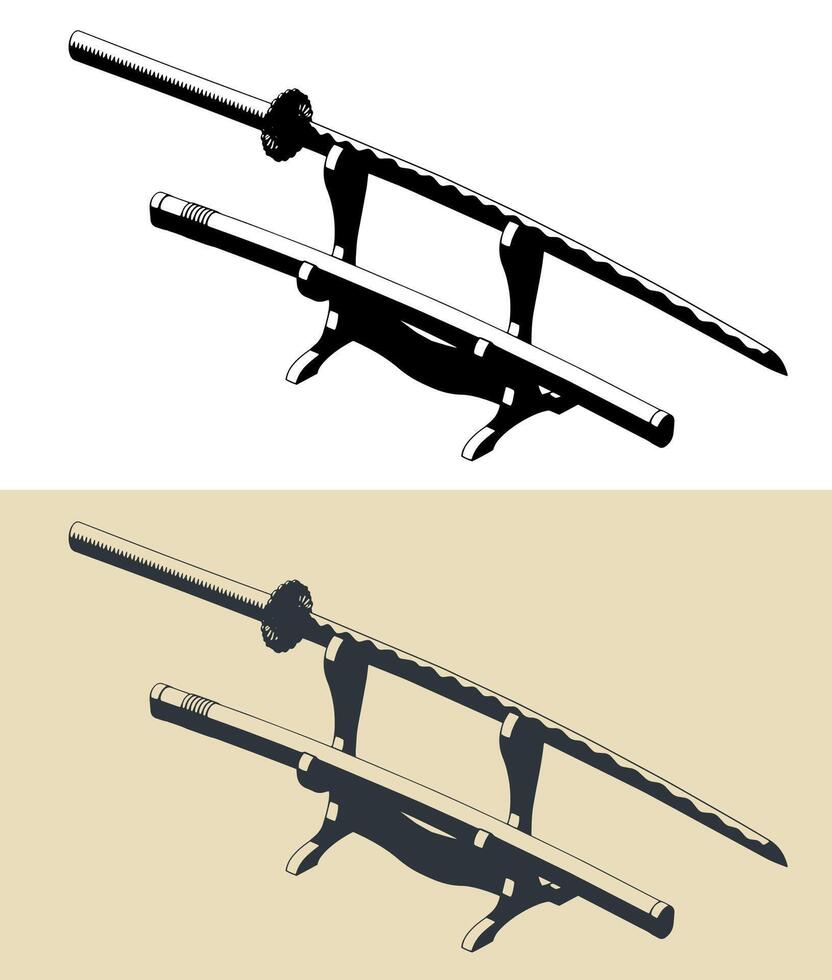 Japanese katana sword vector