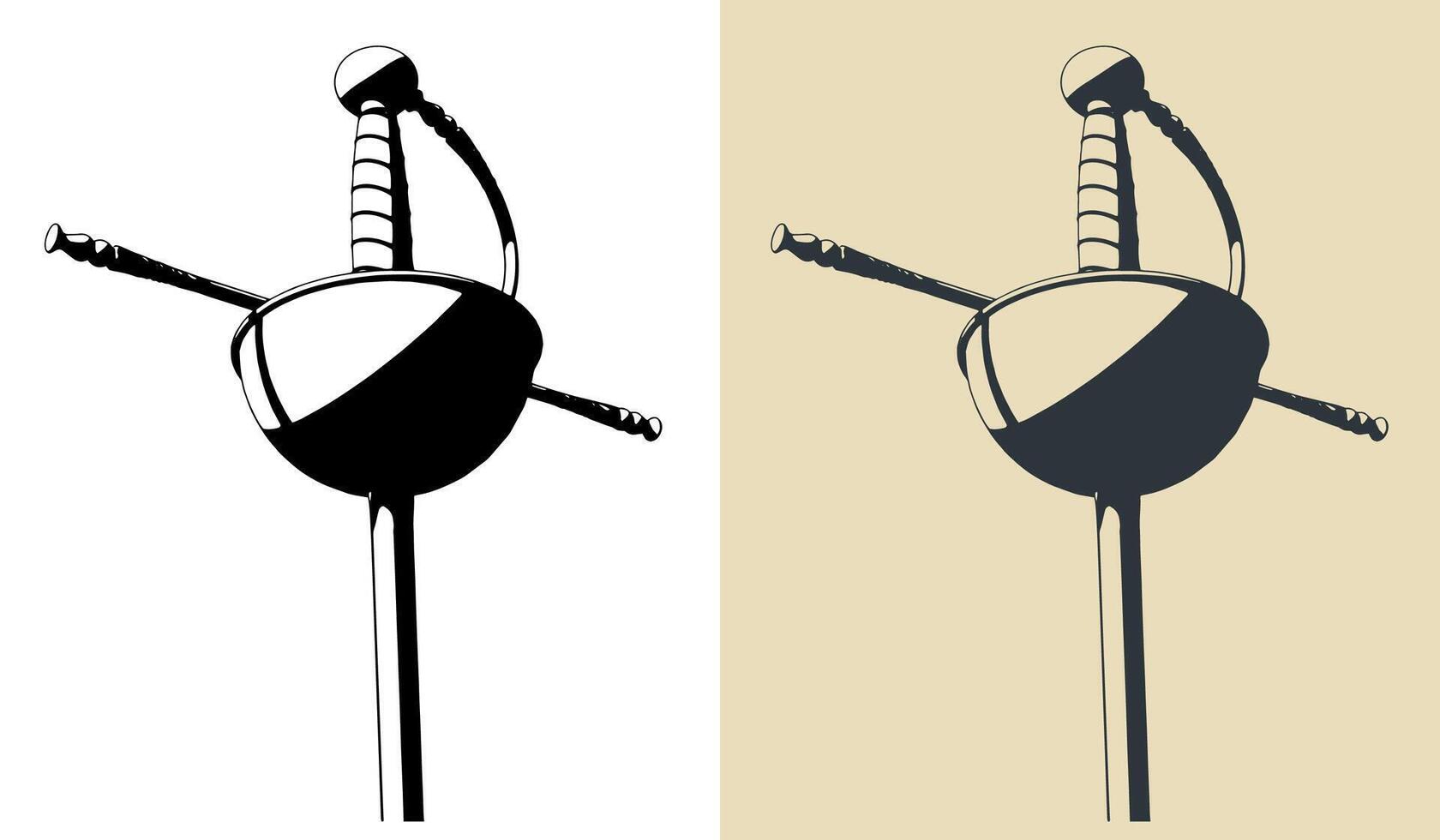 Cup hilt rapier illustrations vector