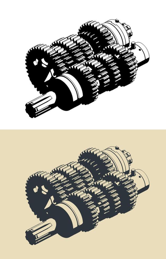 Motorcycle transmission illustrations vector