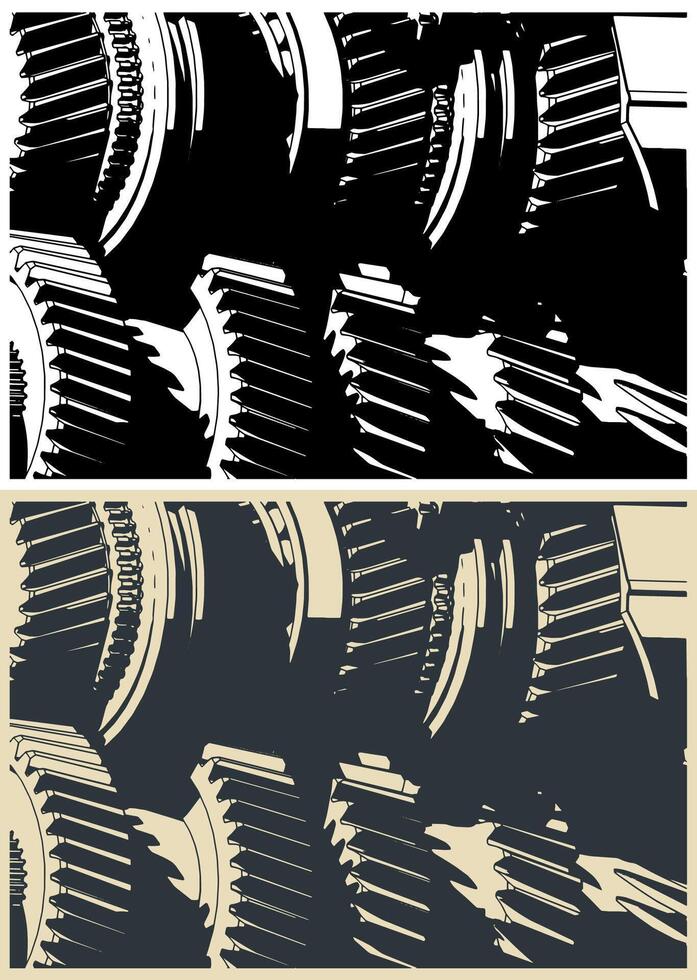 Transmission mechanisms close-up vector