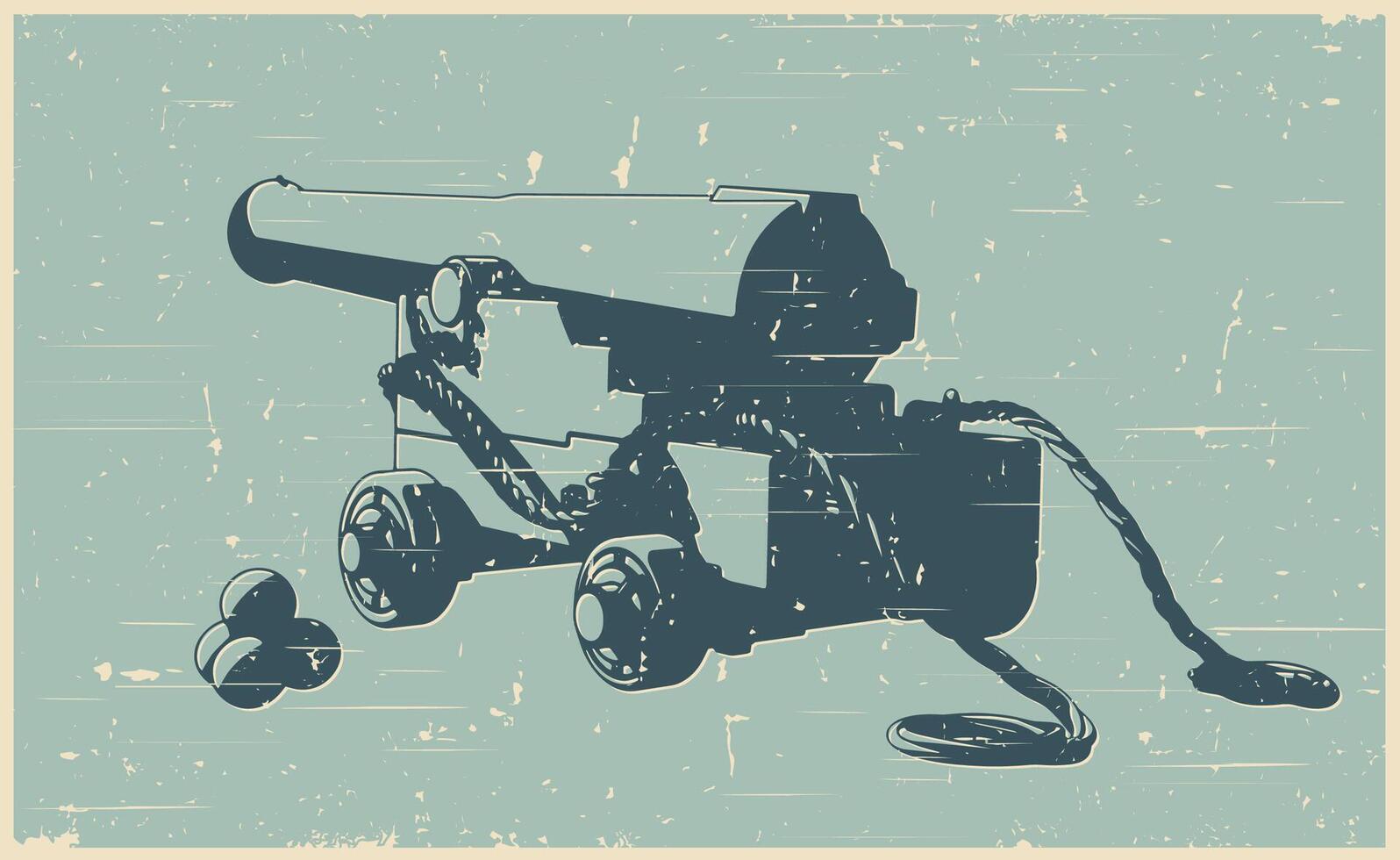 Vintage naval cannon retro poster vector