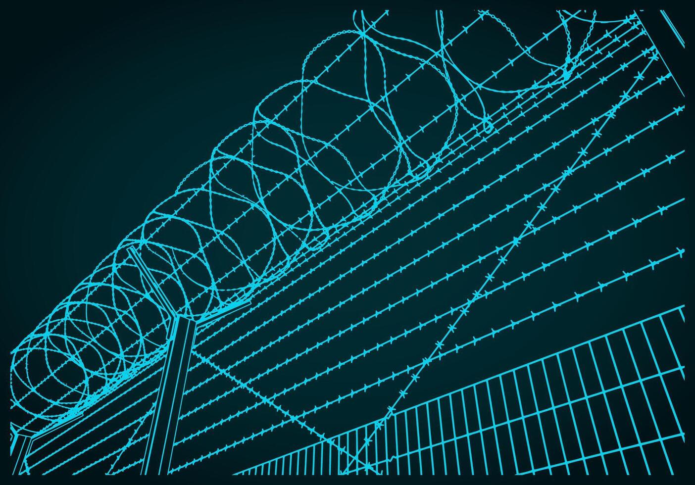 Fence with barbed wire illustration vector