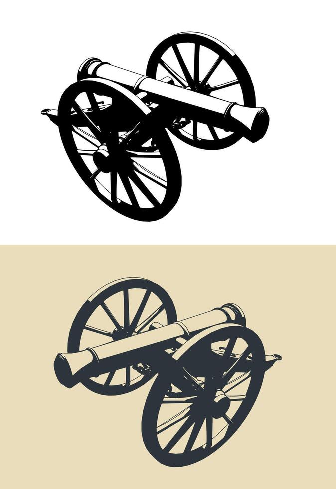 Artillery cannon illustrations vector